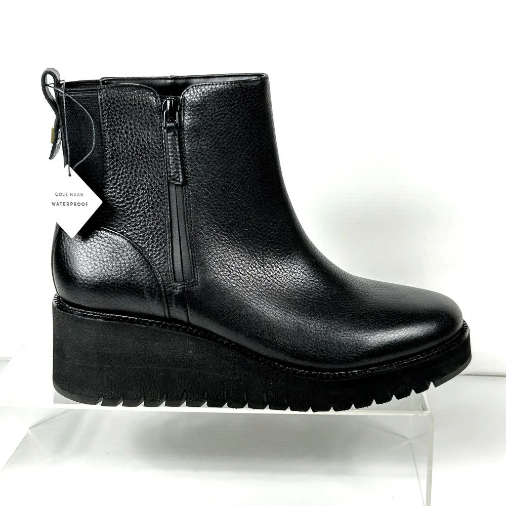 Cole Haan Size 9.5 N Narrow Black Leather Waterproof Boots NEW ZeroGrand $279‎